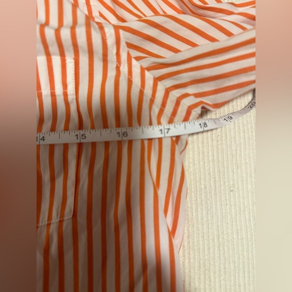 Lauren Ralph Lauren Orange Striped Button Down Shirt 3/4 Sleeves - Picture 7 of 9